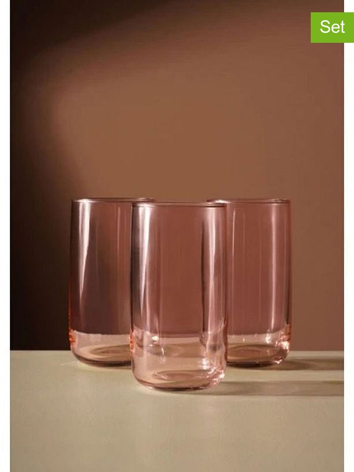 3-delige set: glazen lichtroze - 365 ml