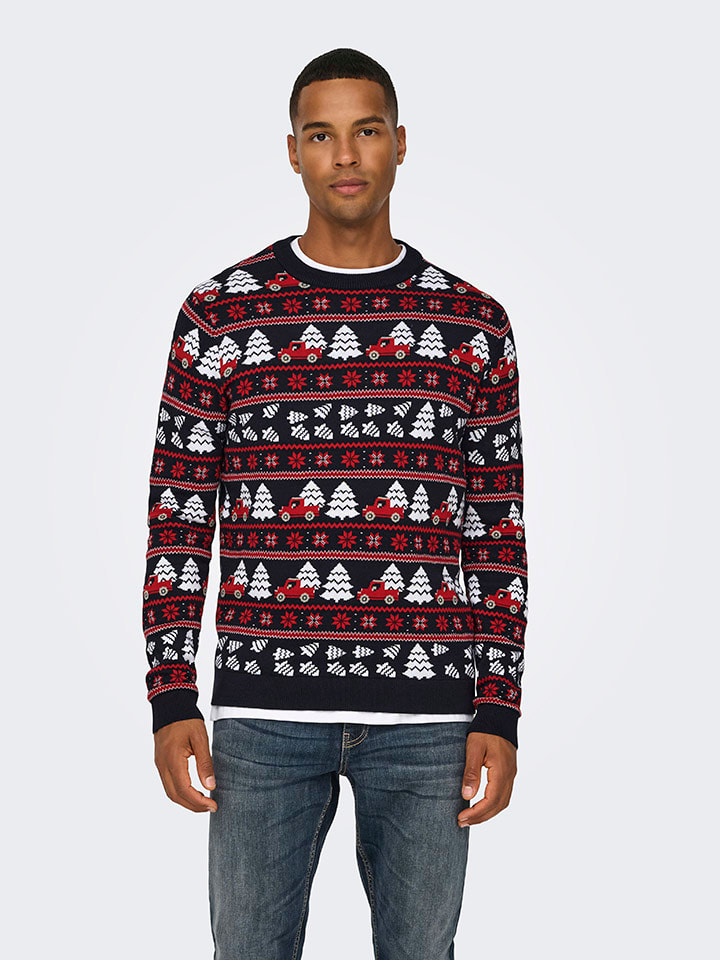 Sweter w kolorze czarno-czerwonym