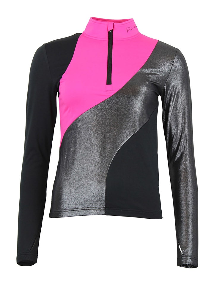 Funktionslongsleeve in Silber/ Schwarz/ Pink