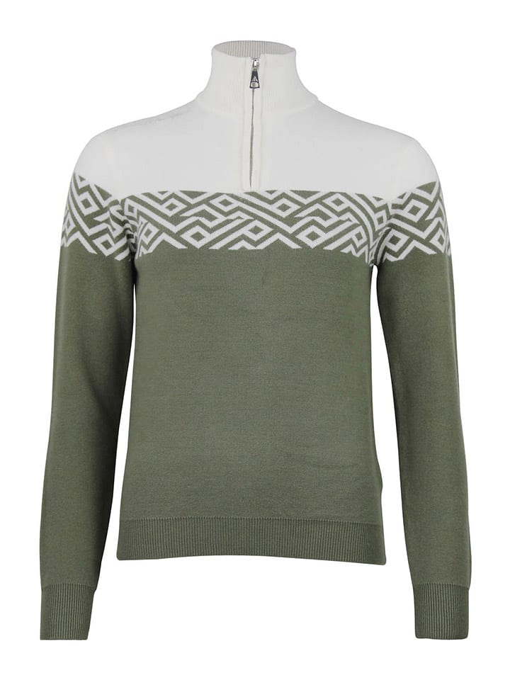 Pullover "Akar" in Grün/ Weiß
