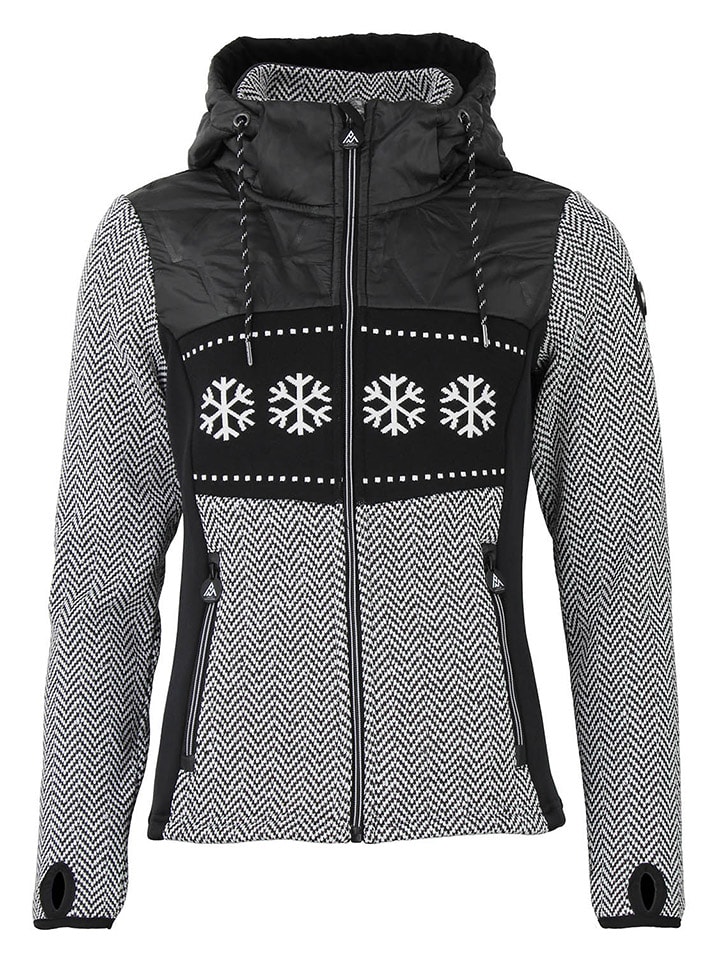 Fleecejacke "Animo" in Schwarz/ Weiß