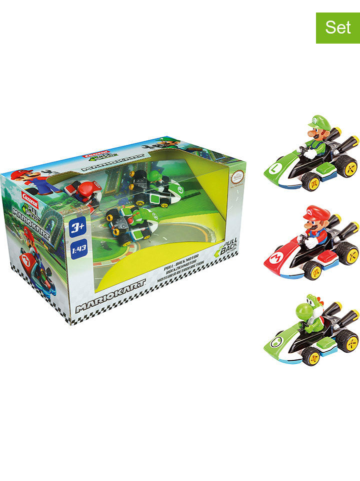 3er-Set: Autos "Pull&Speed Mario Kart(TM)" in Rot/ Grün - ab 3 Jahren