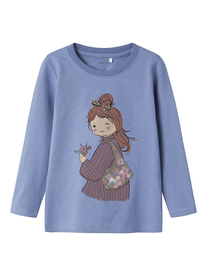 Longsleeve "Otrea" in Blau/ Braun/ Lila