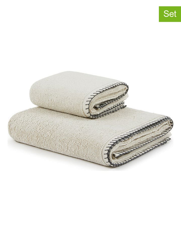 2tlg. Handtuch-Set in Creme