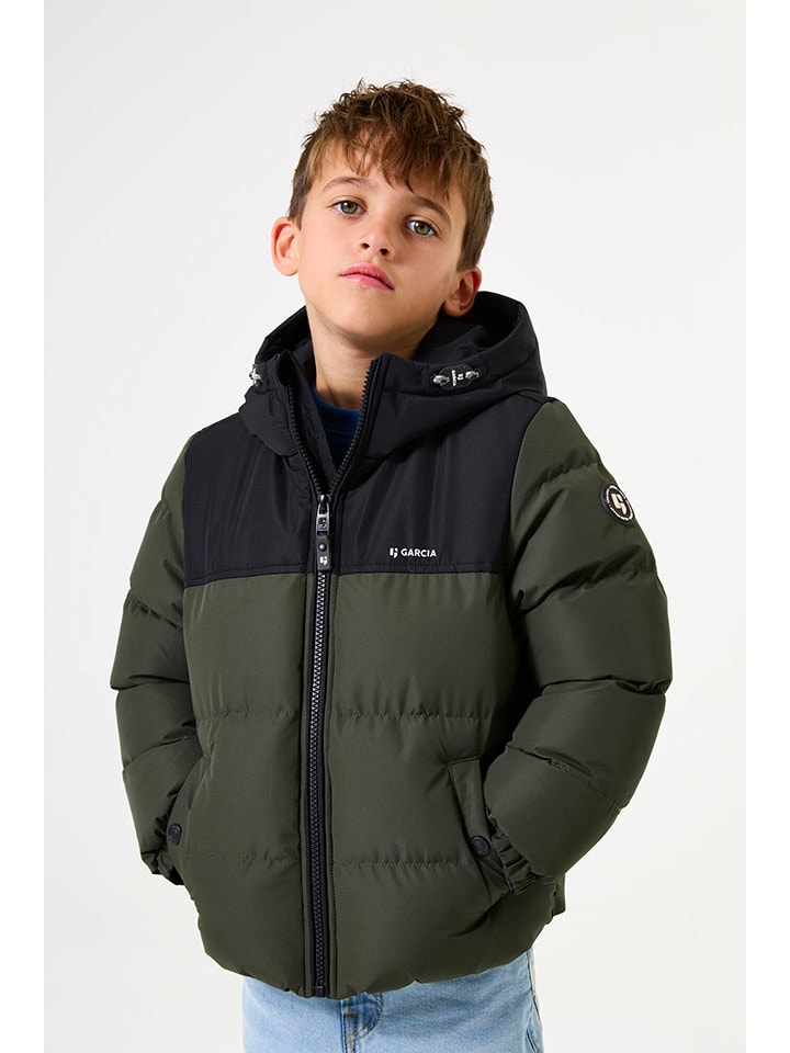 Steppjacke in Khaki/ Schwarz