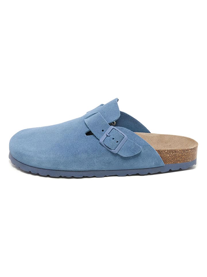 Leder-Clogs in Blau