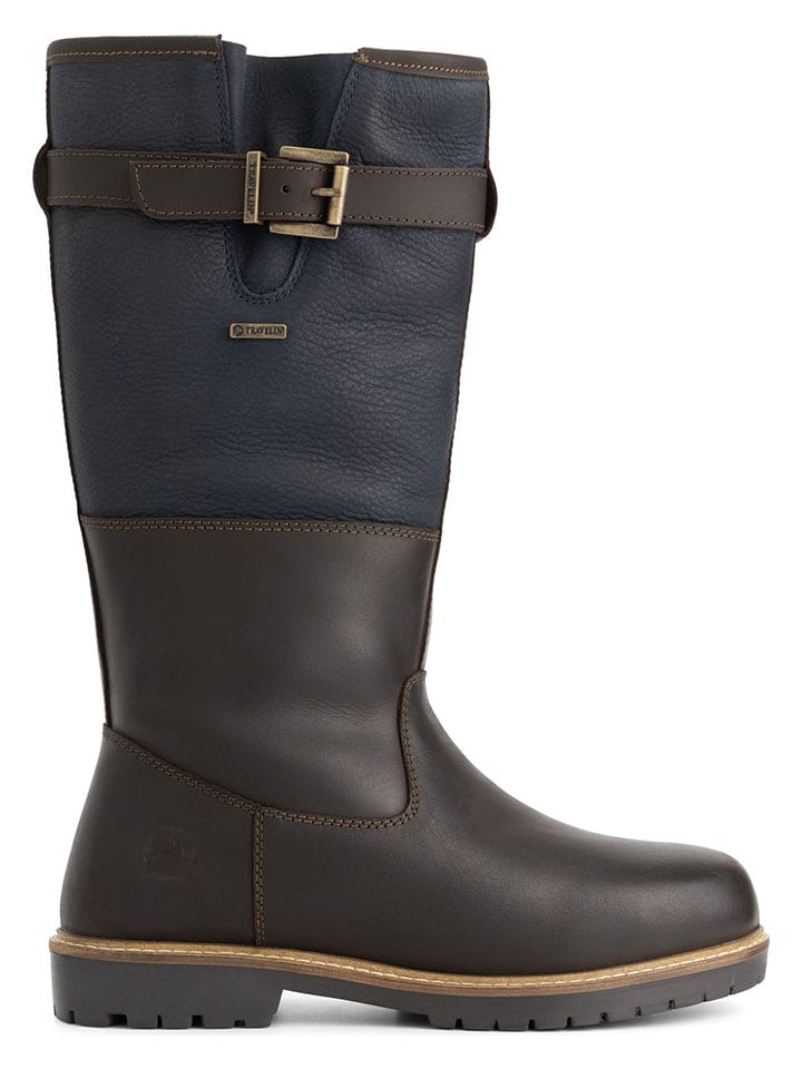 Leder-Stiefel "Grimdalen" in Dunkelblau/ Braun