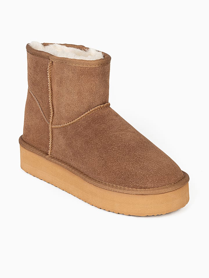 Leder-Winterboots "Thimble" in Hellbraun