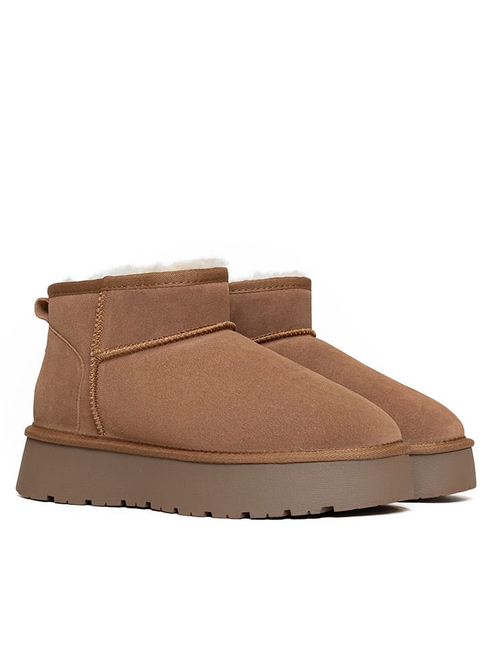 Leder-Winterboots "Mindy" in Hellbraun
