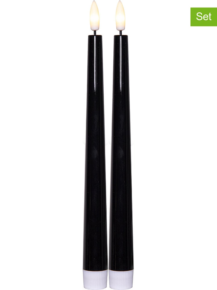 2-delige set: ledkaarsen "Flamme Candy" zwart - (H)26 cm