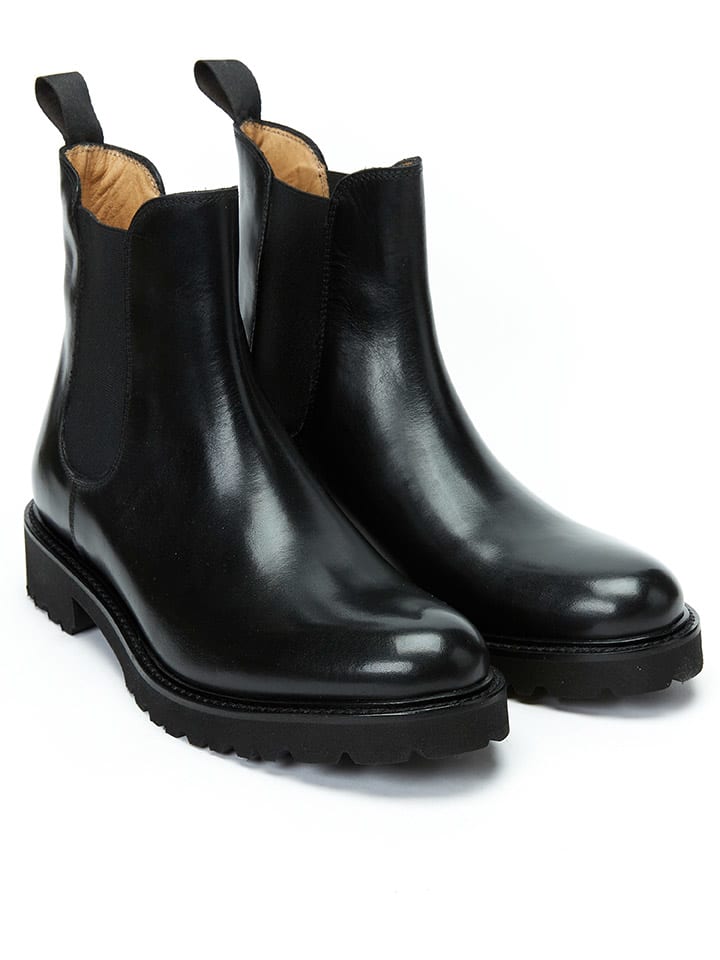 Leder-Chelsea-Boots in Schwarz