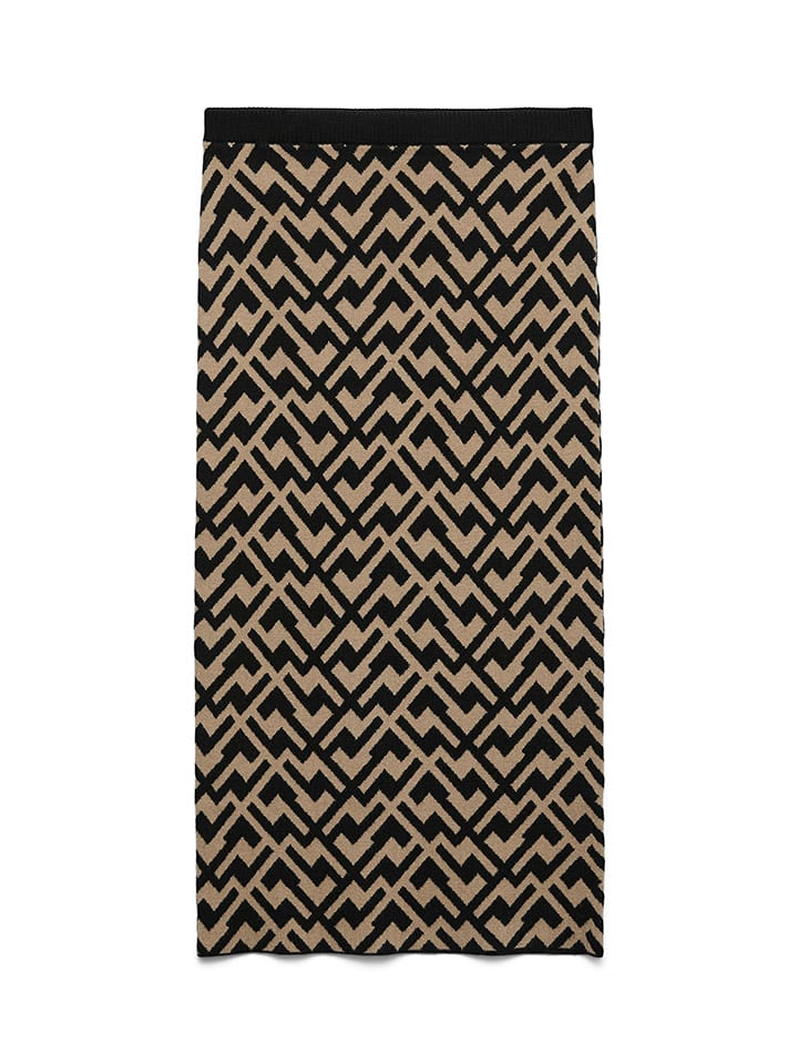 Strickrock in Beige/ Schwarz