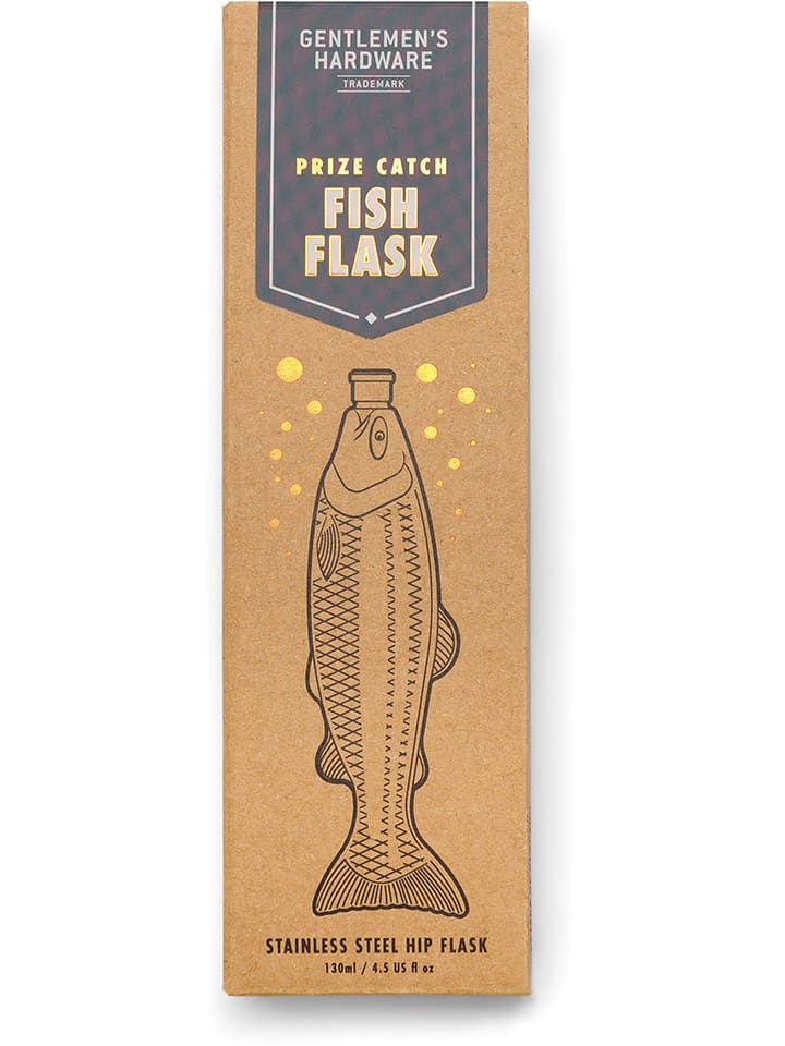 Piersiówka "Fish" w kolorze srebrnym - 130 ml