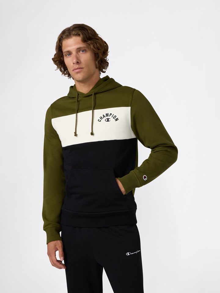 Hoodie kaki/zwart