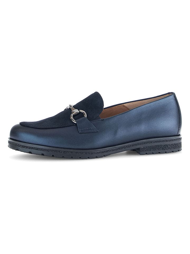 Leder-Slipper in Dunkelblau
