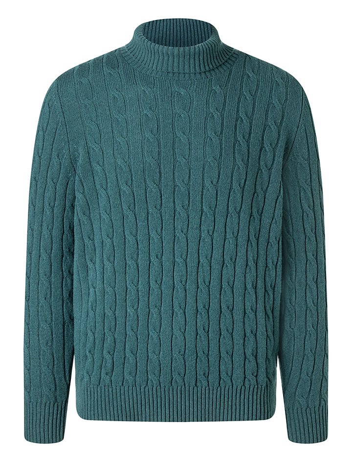 Wollrollkragenpullover in Petrol
