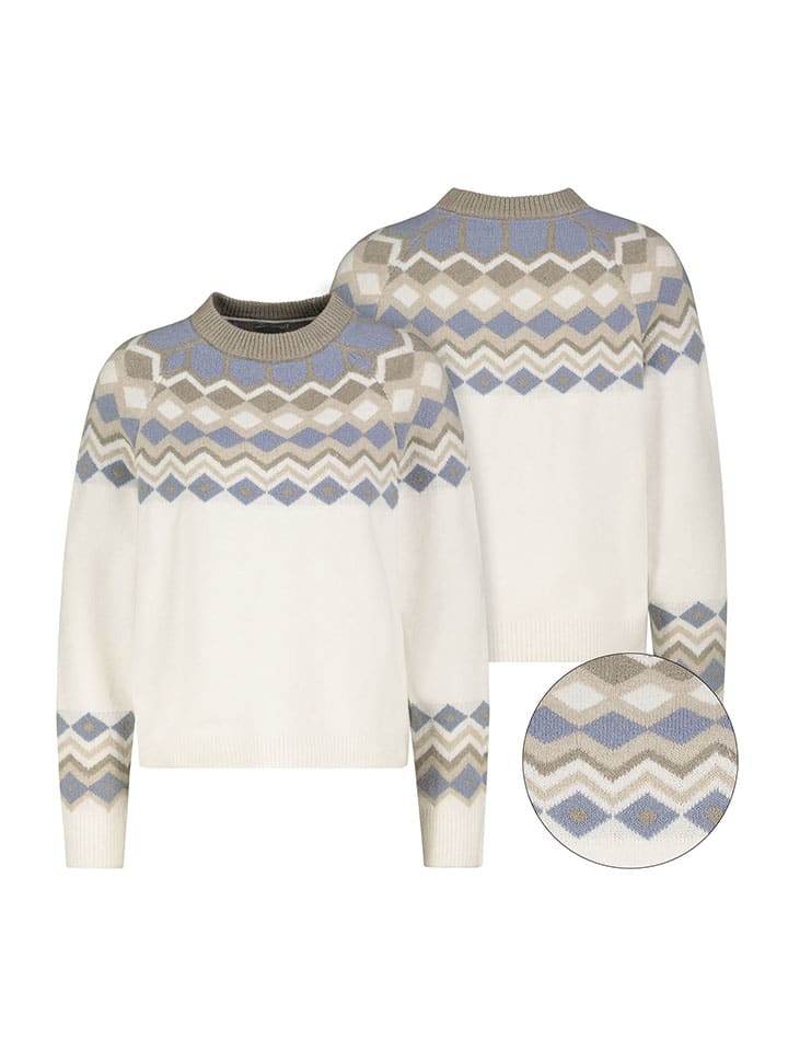 Pullover in Creme/ Hellblau