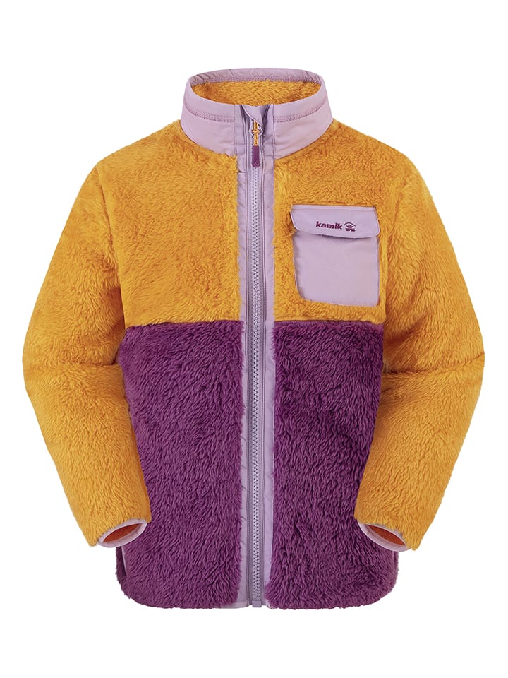 Teddy fleece vest "Shep" geel/paars