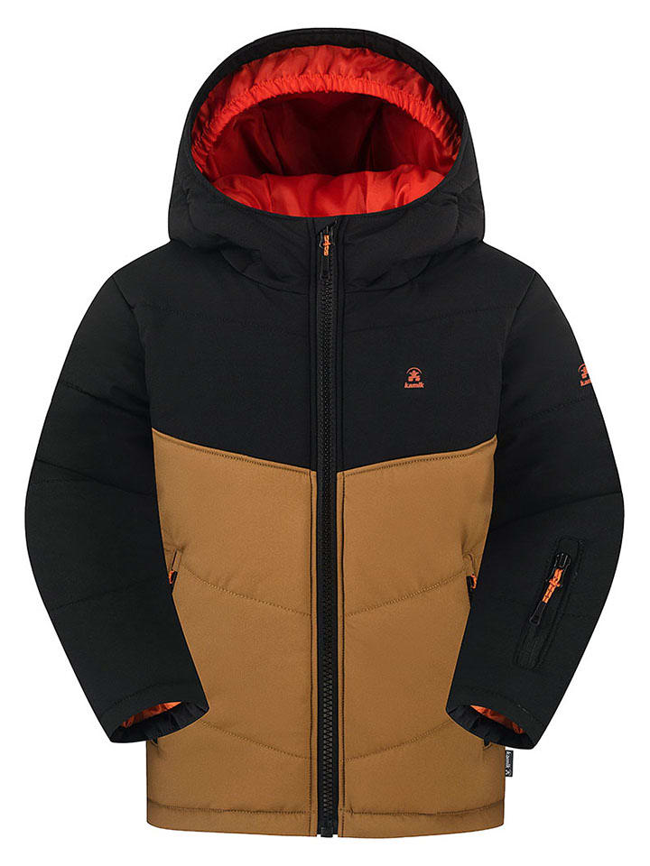 Winterjas "Winston" zwart/lichtbruin