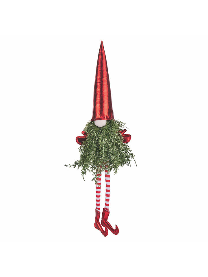 Figurka dekoracyjna "Christmas Gnome" w kolorze zielono-czerwonym - dł. 55 cm