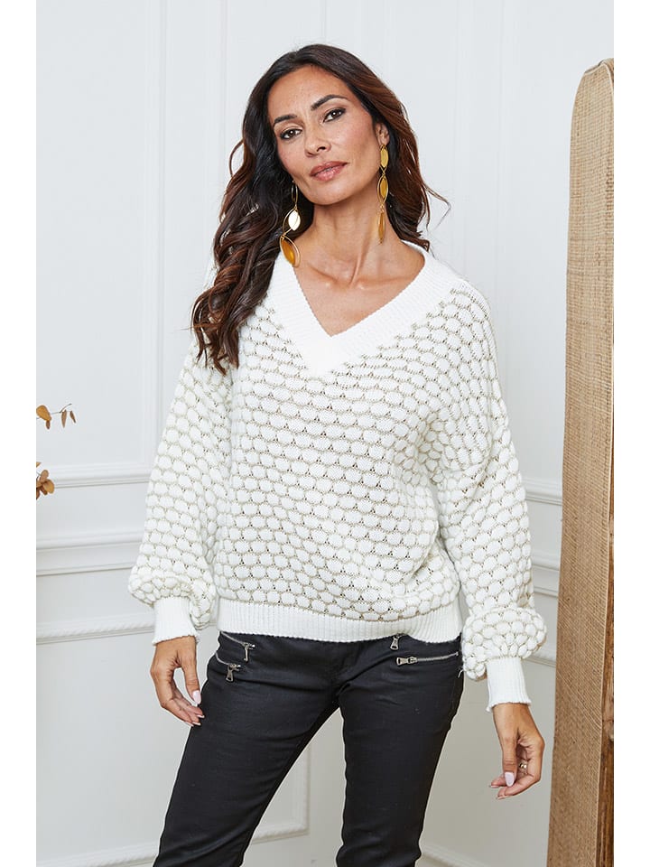 Pullover "Azul" in Weiß/ Beige