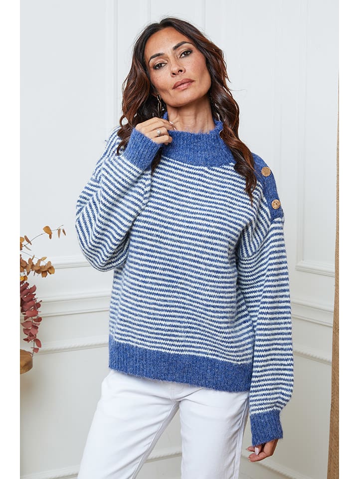 Sweter "Calinia" w kolorze niebiesko-białym