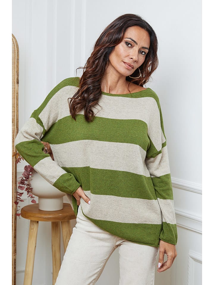Trui "Epi" beige/groen