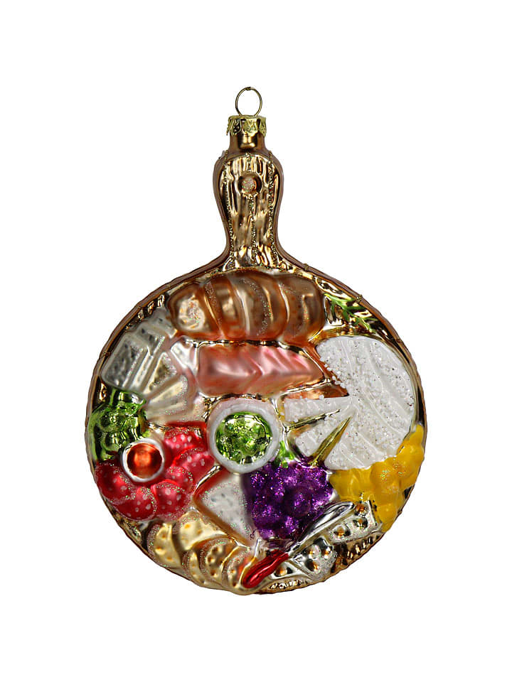 Ozdoba choinkowa "Cold Cuts Plate" ze wzorem - wys. 14,5 cm