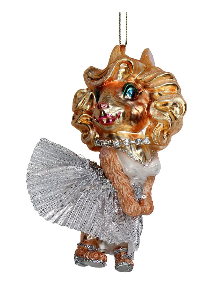 Ozdoba choinkowa "Lady Dog" w kolorze złotym - wys. 13 cm