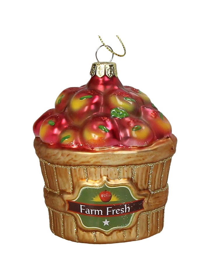 Ozdoba choinkowa "Apple Crate" w kolorze złoto-czerwonym - wys. 9,5 cm