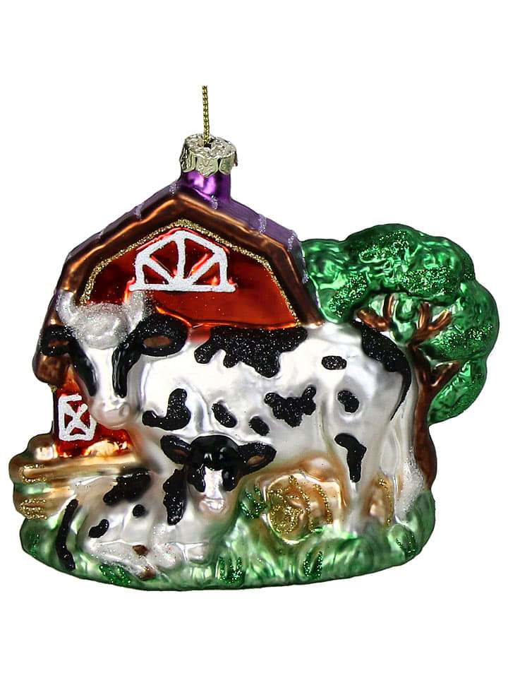 Ozdoba choinkowa "Cow Farm" ze wzorem - wys. 13 cm