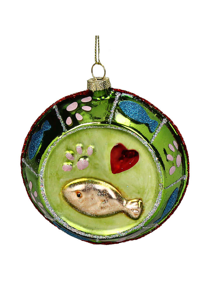 Baumschmuck "Cat Bowl" in Grün - (H)10 cm