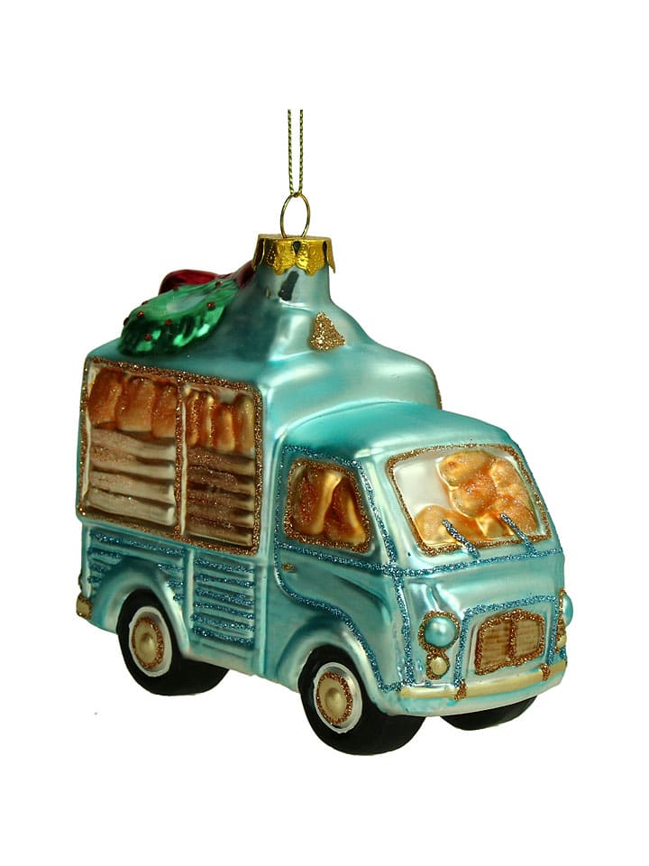 Ozdoba choinkowa "Bread Delivery Van" w kolorze turkusowym - wys. 12 cm