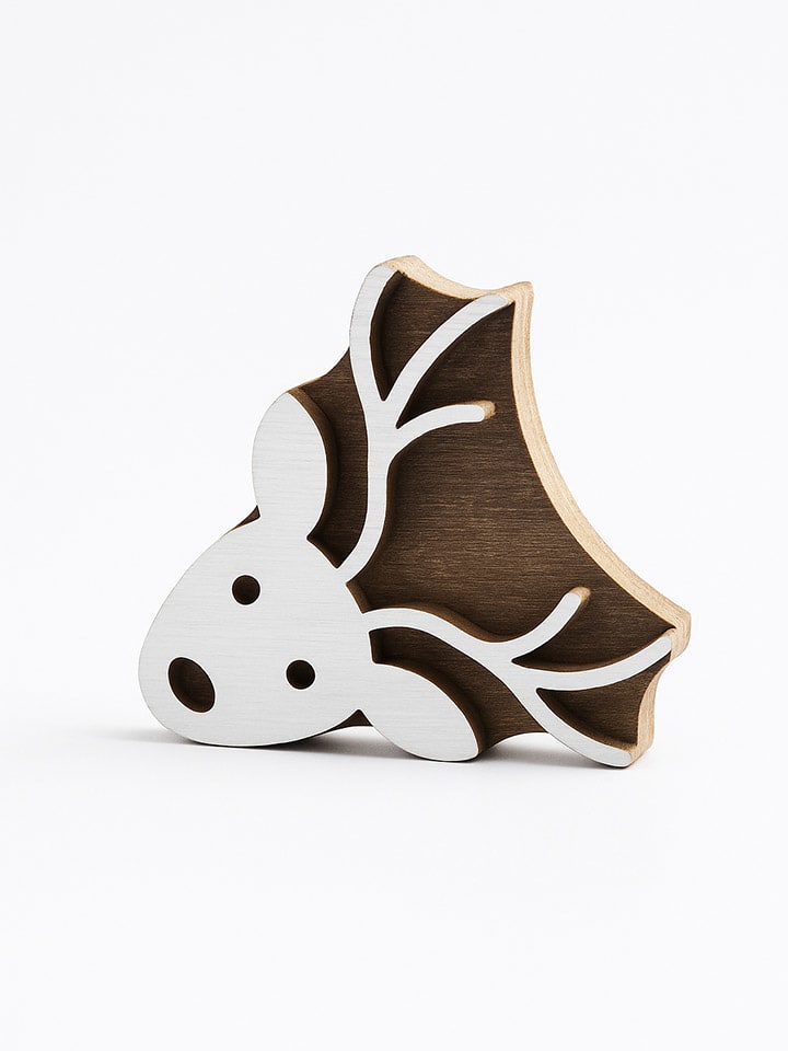 Stempel "Deer" w kolorze jasnobrązowo-białym - 7 x 7 cm