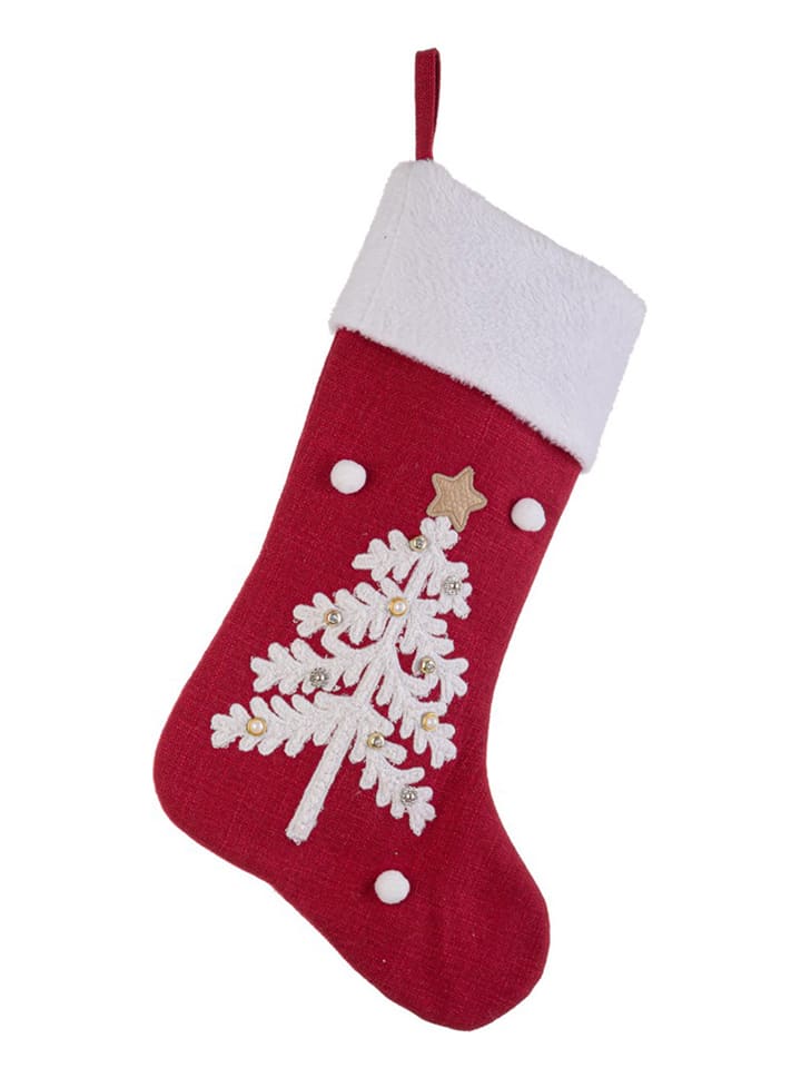 Weihnachtsstrumpf "Furry" in Rot/ Weiß - (L)45 x (B)28 cm