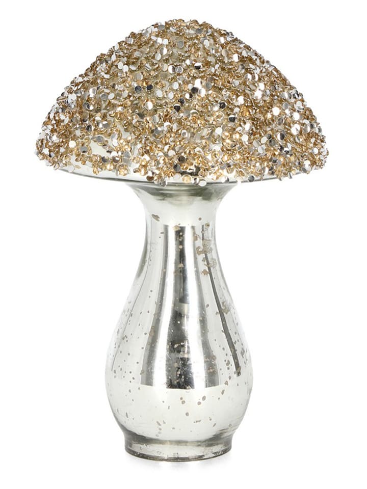 Decofiguur "Mushroom" zilverkleurig/goudkleurig - (H)19 cm