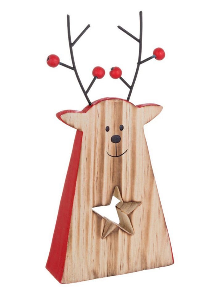 Figurka dekoracyjna "Deer" w kolorze jasnobrązowo-czerwonym - wys. 22 cm