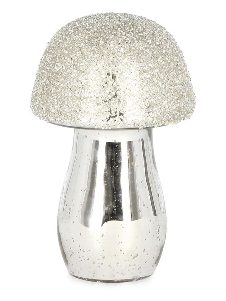 Figurka dekoracyjna "Mushroom" w kolorze srebrnym - wys. 21,5 cm