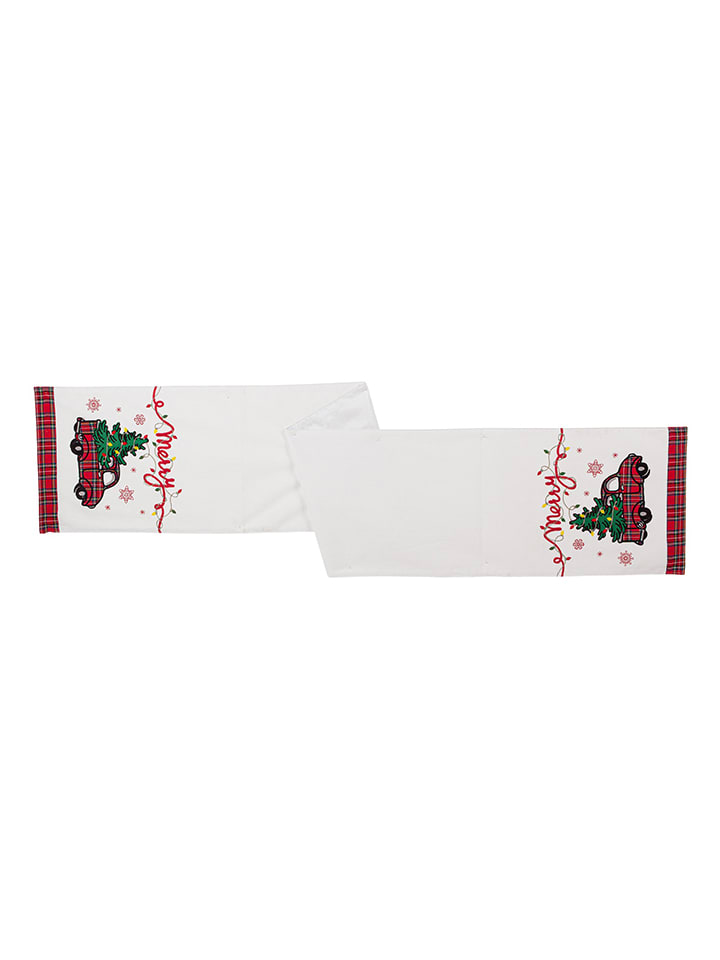 Tafelloper "Pick-Up" wit - (L)182 x (B)33 cm