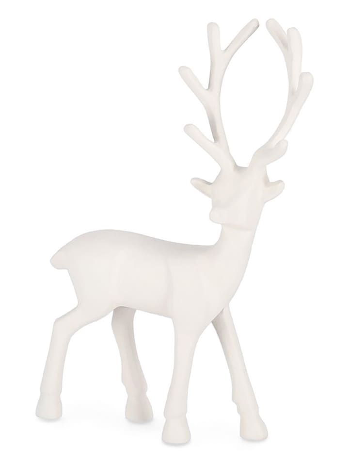 Figurka dekoracyjna "Reindeer" w kolorze białym - wys. 28,5 cm