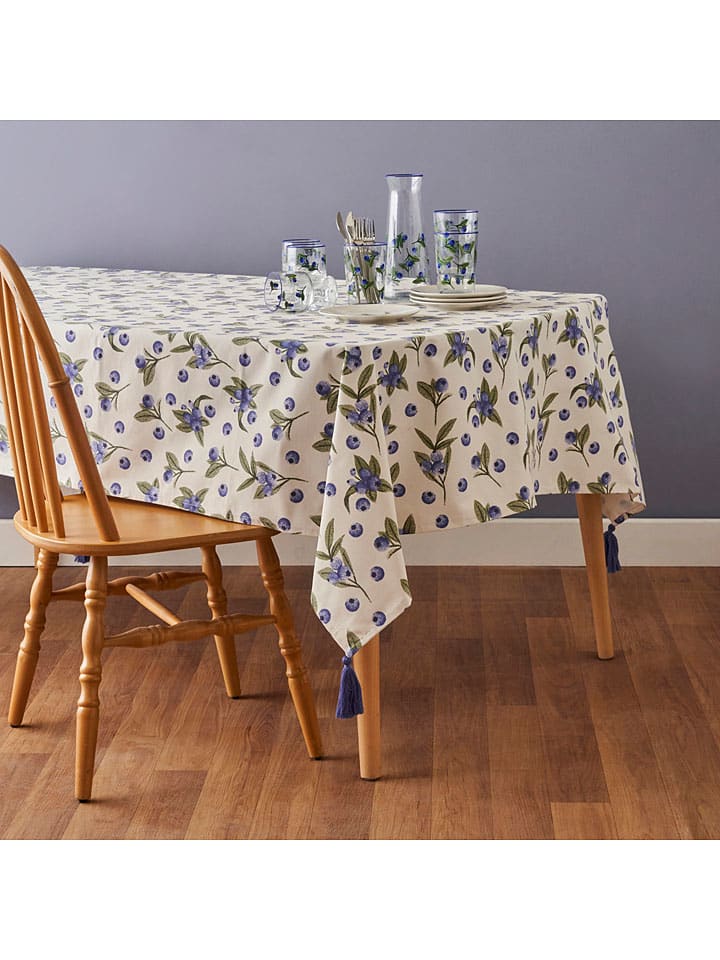 Tafellaken crème/blauw/groen - (L)250 x (B)150 cm