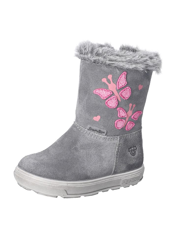 Leder-Winterstiefel "Umi" in Grau