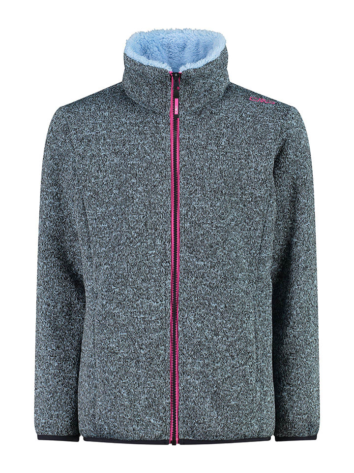 Fleecejacke in Grau/ Hellblau