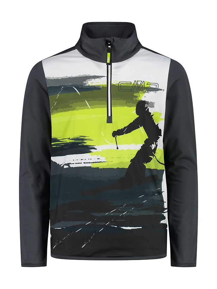 Fleecepullover in Grün/ Schwarz