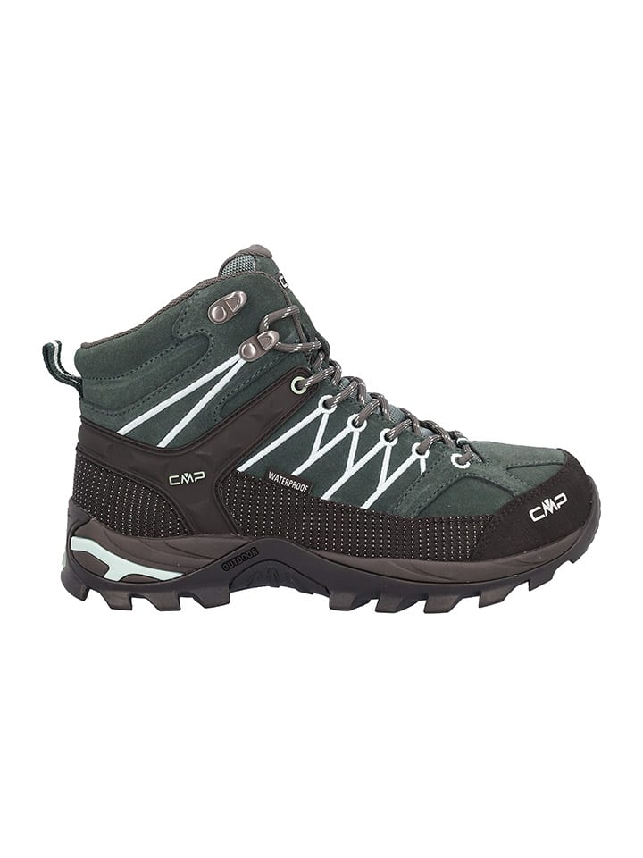 Skórzane buty trekkingowe "Rigel" w kolorze czarno-zielonym