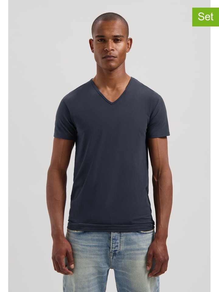 2-delige set: shirts donkerblauw