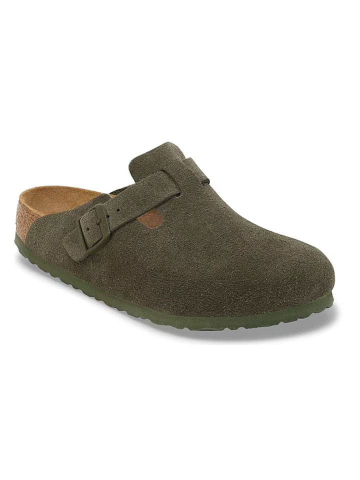 Skórzane chodaki "Boston Leve" w kolorze khaki