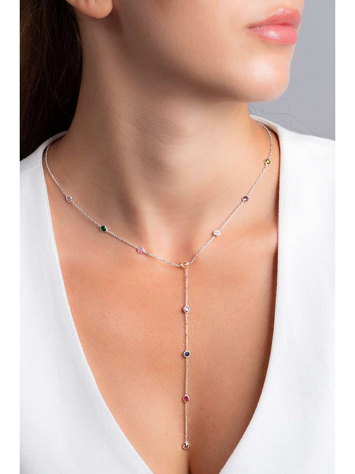 Zilveren ketting met sierelementen - (L)56 cm