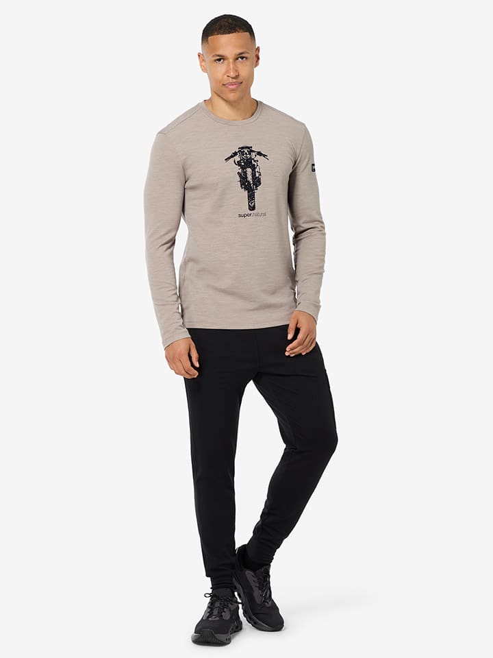 Funktionslongsleeve "Scrambler Brush" in Beige/ Schwarz