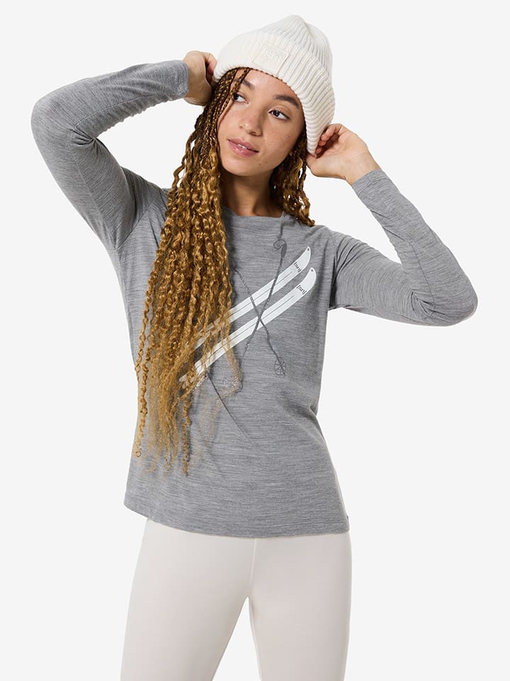 Funktionslongsleeve "Kryssede Ski" in Grau/ Weiß